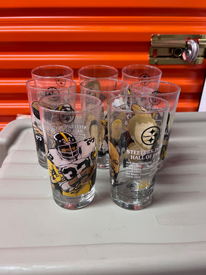 8 Vintage 1990 Pittsburgh Steelers in the Hall of Fame McDonalds Coca-Cola Glasses