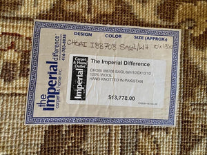 "The Imperial Difference" Chobi SAGL/WHITE 100% Wool Hand Knotted Rug- 10x14ft