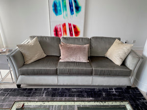 Custom Made Grey/Silver Velvet Sofa