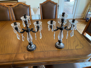 Pair of 3 Light Glass Pendant Candle Holders