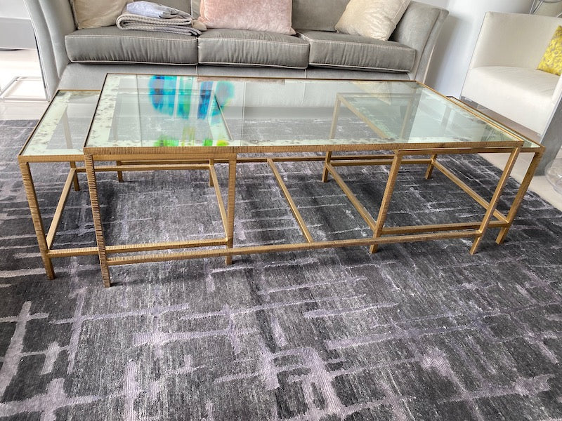 Glass coffee table with sales matching side tables