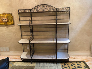 Large Marble & Wrought Iron Baker's Rack