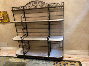 Large Marble & Wrought Iron Baker's Rack