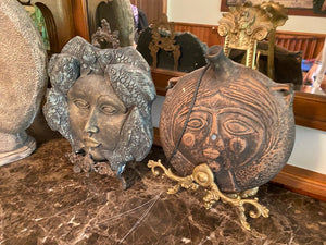 2 Faces, Pottery Decor on Stands- Made in Mexico