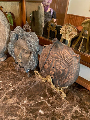 2 Faces, Pottery Decor on Stands- Made in Mexico