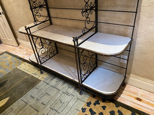 Large Marble & Wrought Iron Baker's Rack