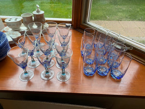 Blue Glass Dinnerware Lot- Service for 12