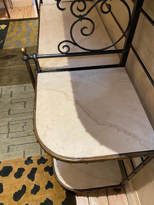 Large Marble & Wrought Iron Baker's Rack