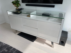 Structube White Glass Top Sideboard