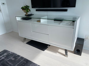 Structube White Glass Top Sideboard