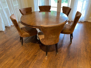 Bernhardt Round Dining Table + 6 Brown Chairs