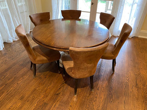 Bernhardt Round Dining Table + 6 Brown Chairs