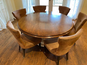 Bernhardt Round Dining Table + 6 Brown Chairs