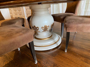 Bernhardt Round Dining Table + 6 Brown Chairs