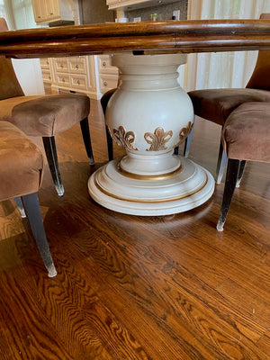 Bernhardt Round Dining Table + 6 Brown Chairs
