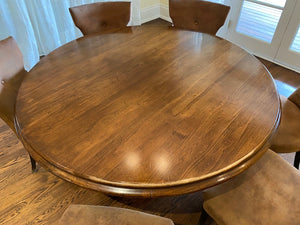 Bernhardt Round Dining Table + 6 Brown Chairs