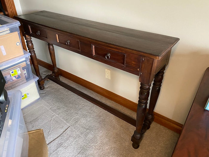 Wood 3 Drawer Console Table