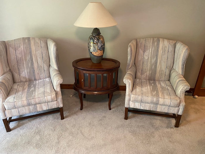 2 Vintage "The Studio Collection" by Crown Design Upholstered Wingback Chairs