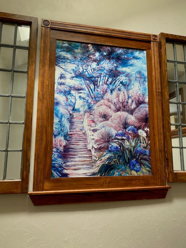 Signed & Framed Print- "Stairway in Floral Garden"