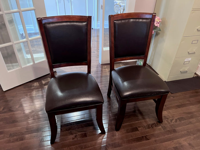 Pair of Brown Faux Leather Chairs