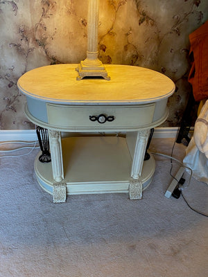 2 Oval Marble Top Nightstands