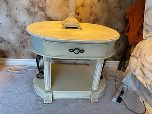 2 Oval Marble Top Nightstands