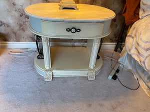 2 Oval Marble Top Nightstands