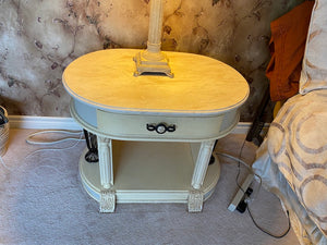 2 Oval Marble Top Nightstands