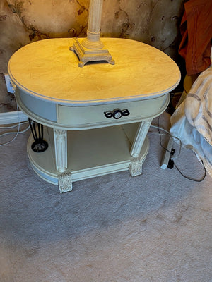 2 Oval Marble Top Nightstands