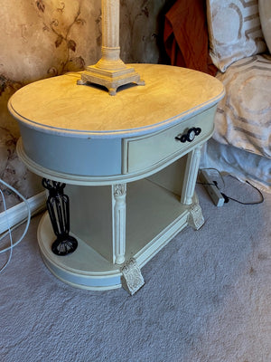 2 Oval Marble Top Nightstands