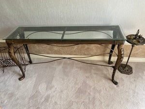 Beautiful Console Table, Metal Base & Glass Top