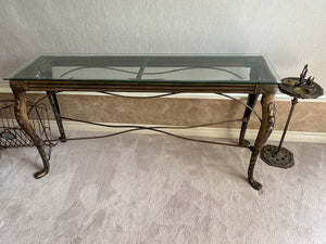 Beautiful Console Table, Metal Base & Glass Top