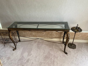 Beautiful Console Table, Metal Base & Glass Top