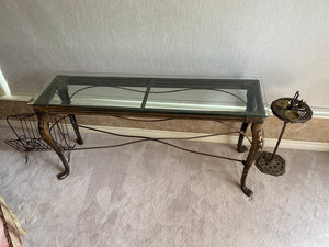 Beautiful Console Table, Metal Base & Glass Top
