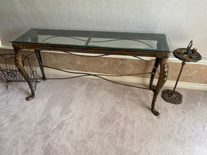 Beautiful Console Table, Metal Base & Glass Top