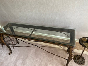 Beautiful Console Table, Metal Base & Glass Top