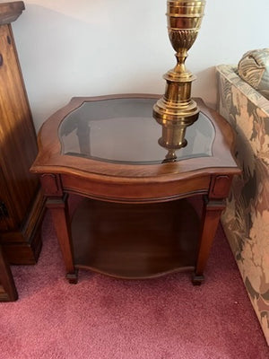 Pair of Wood & Glass Side Tables