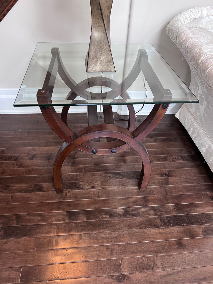 Wood and Glass Side Table