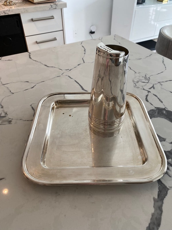 Ralph Lauren Silver Plate Cocktail Shaker and Square Platter