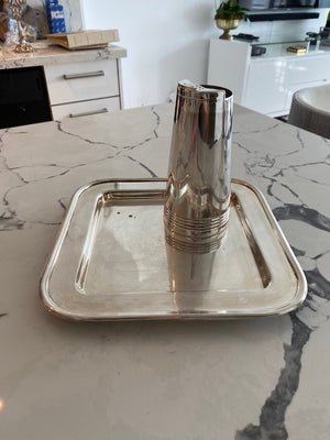 Ralph Lauren Silver Plate Cocktail Shaker and Square Platter