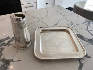 Ralph Lauren Silver Plate Cocktail Shaker and Square Platter