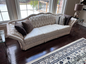 Vintage Cream Upholstered Tufted Sofa