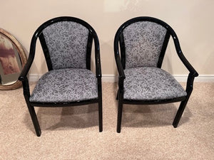 Pair of Vintage Black Frame Armchairs