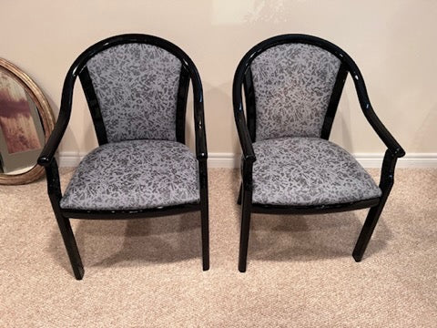 Pair of Vintage Black Frame Armchairs