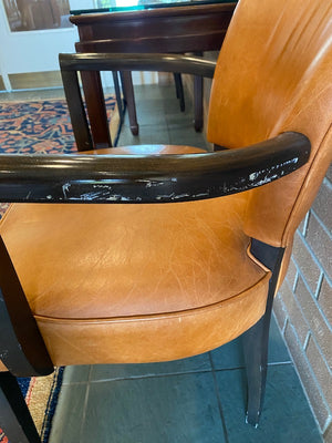 2 Orange Leather Armchairs