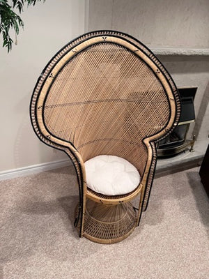 Vintage Boho Rattan and Wicker Large Peacock Chair