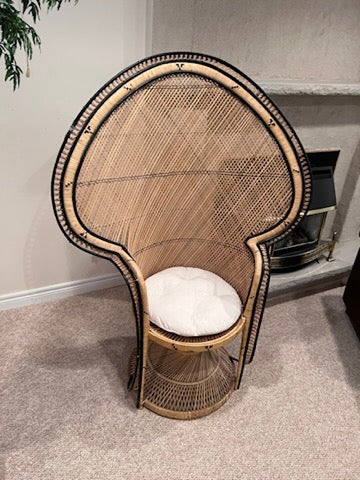 Vintage Boho Rattan and Wicker Large Peacock Chair