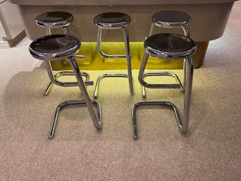 Set of 5 Mid Century Modern Chrome K700 Paperclip Bar Stools by Kinetics ($2600 on 1stdibs for 4)