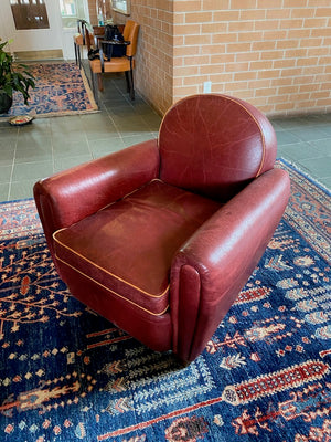 4 Roots “Genuine Leather” Red Armchairs (*Priced Individually)