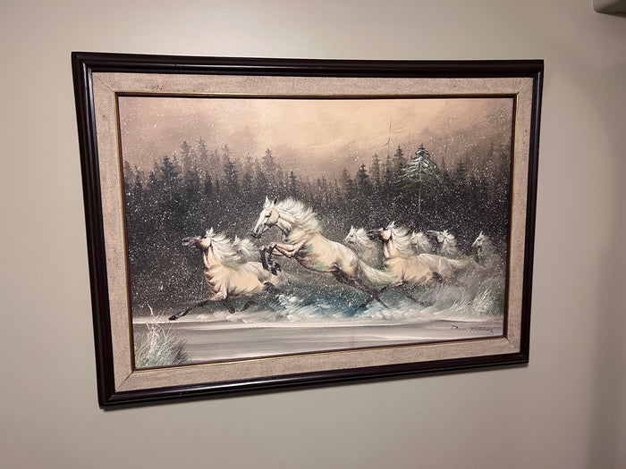 Original Painting 'Horses Jumping' By David Torbas